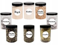 Pojemniki kuchenne - POJEMNIK PLASTIKOWY SŁOIK NA ŻYWNOŚĆ 1L 8 SZT + ETYKIETY - miniaturka - grafika 1