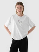 Koszulki i topy damskie - T-shirt oversize 100% bawełna damski 4F 4FRAW24TTSHF2582-10S Biały - miniaturka - grafika 1
