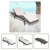 Leżaki ogrodowe - The Living Store Leżak ogrodowy z poduszką - polirattan - brązowy - Leżak - miniaturka - grafika 1