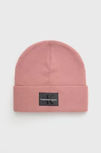 Czapki damskie - Calvin Klein Jeans czapka z domieszką wełny kolor różowy z domieszką wełny - grafika 1