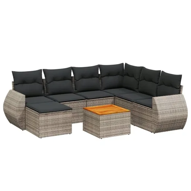 Zestaw mebli ogrodowych modułowych szary rattan PE, wymiary: 62 x 62 x 69