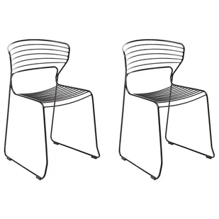 BELIANI Zestaw 2 krzeseł ogrodowych PISTOIA Metal Czarny - Fotele i krzesła ogrodowe BELIANI Zestaw 2 krzeseł ogrodowych PISTOIA Metal Czarny - Fotele i krzesła ogrodowe - miniaturka - grafika 1