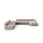 Sofy i kanapy - Beżowa aksamitna sofa 379 cm Bellis – Micadoni Home - miniaturka - grafika 1