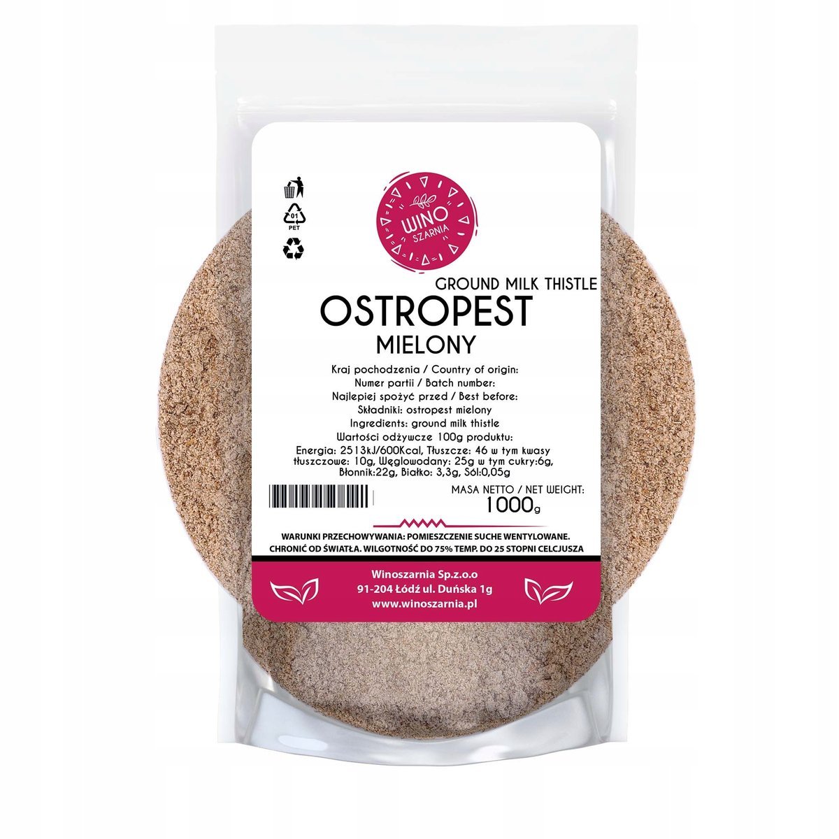 Ostropest plamisty mielony - 1kg 100% Naturalne