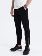 Spodnie męskie - Spodnie męskie dresowe typu jogger - czarne V3 OM-PASK-22FW-004 - miniaturka - grafika 1