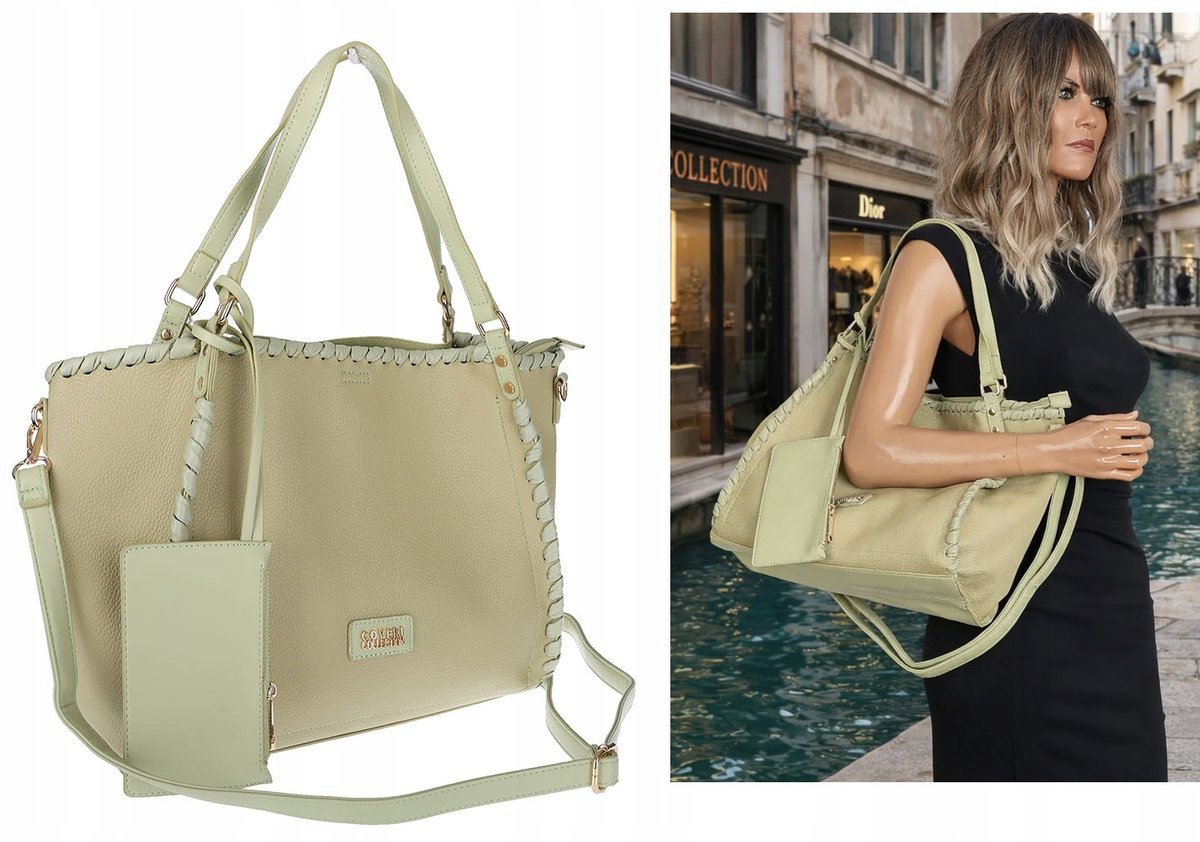 Torebka Damska łódka Shopper Torba na Ramię Listonoszka CC6692 Zielona