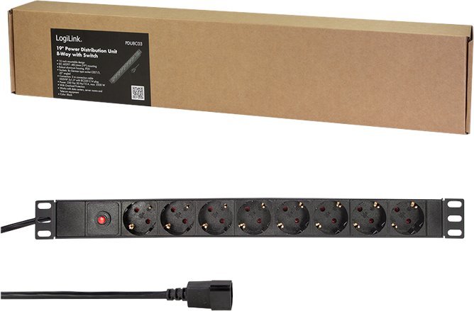 Listwa zasilająca LogiLink 19 PDU 8 x CEE 7/3 socket with IEC plug and overload protection