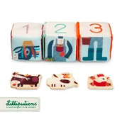 Zawieszki dla dzieci i niemowląt - Lilliputiens Lilliputiens - Lilliputiens Zestaw 3 Kostek Aktywizujących Wielofunkcyjnych z Ukrytymi Elementami Farma 18 m+ - miniaturka - grafika 1