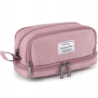 Piórniki - Piórnik szkolny duży czterokomorowy saszetka do szkoły różowy duży ZAGATTO - miniaturka - grafika 1