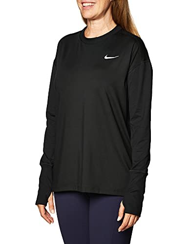 Nike W NK ELMNT TOP CREW Long Sleeved T-Shirt, czarny / (odblaskowy silv), M