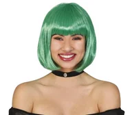 Dodatki do strojów karnawałowych - Peruka bob z grzywką, Zielona - miniaturka - grafika 1