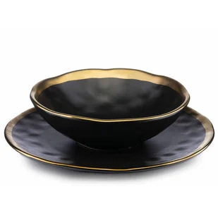 Zestaw obiadowy 2 talerzy LISSA BLACK GOLD - Talerze - miniaturka - grafika 1