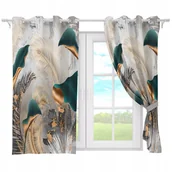 Zasłony - ZASŁONY GOTOWE NA PRZELOTKACH KRÓTKIE 140x160 ZASŁONA PRZELOTKI LIŚCIE 111 - miniaturka - grafika 1