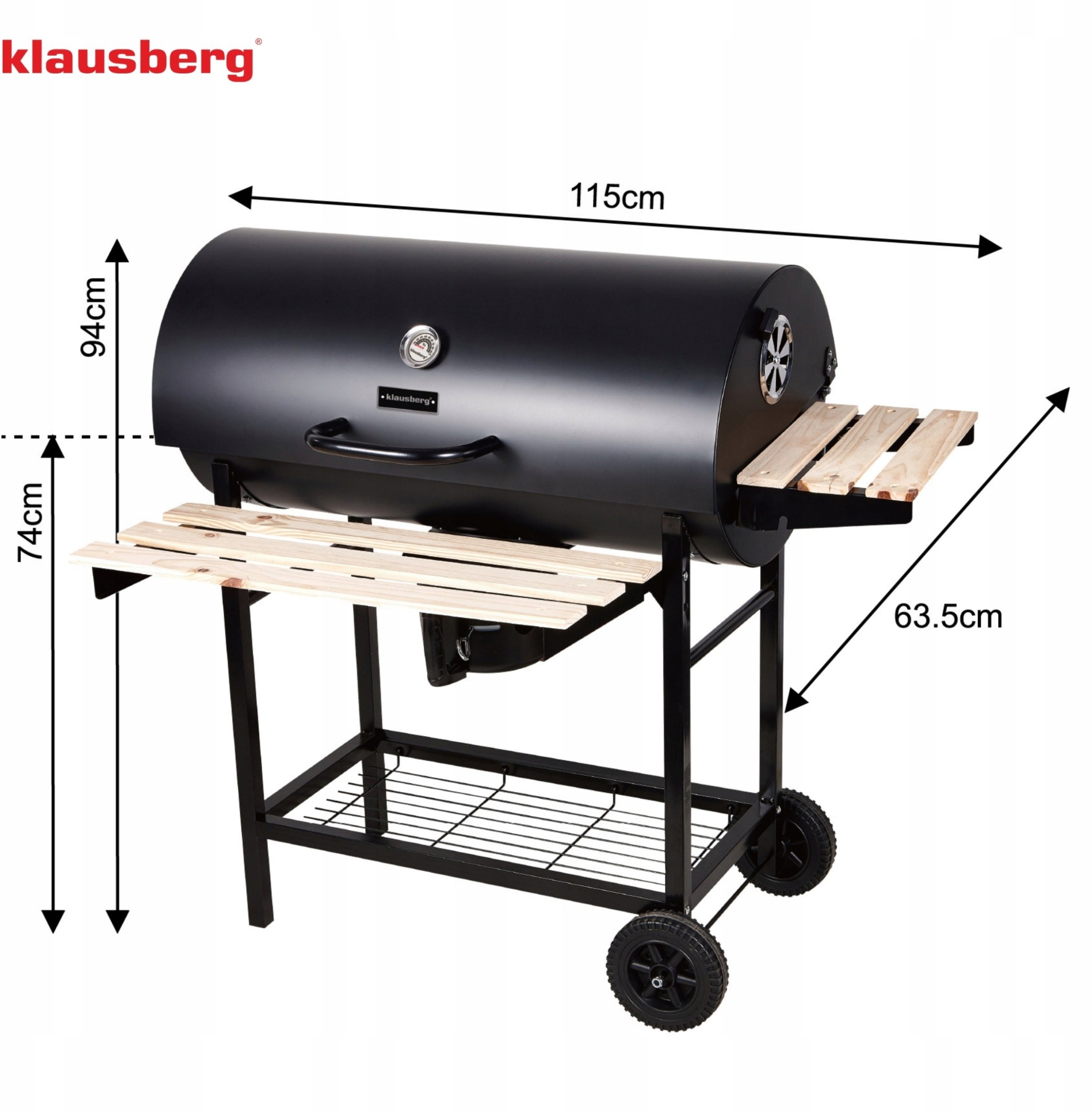 Klausberg GRILL WĘGLOWY BBQ Z POKRYWĄ, Klausberg KB-9033