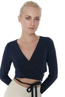 Body - Trendyol Damska bluzka z dzianiny typu slim bodycone, dekolt w serek, Indygo, XL - miniaturka - grafika 1