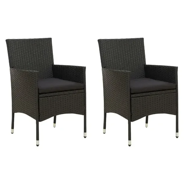 Zestaw 2 Krzeseł Ogrodowych z Polirattanu Czarne 61x60x88 cm