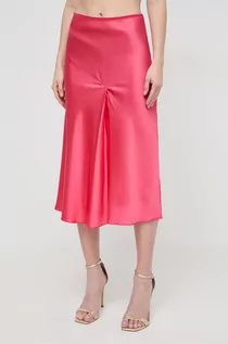 Spódnice - Patrizia Pepe spódnica kolor różowy midi rozkloszowana - grafika 1