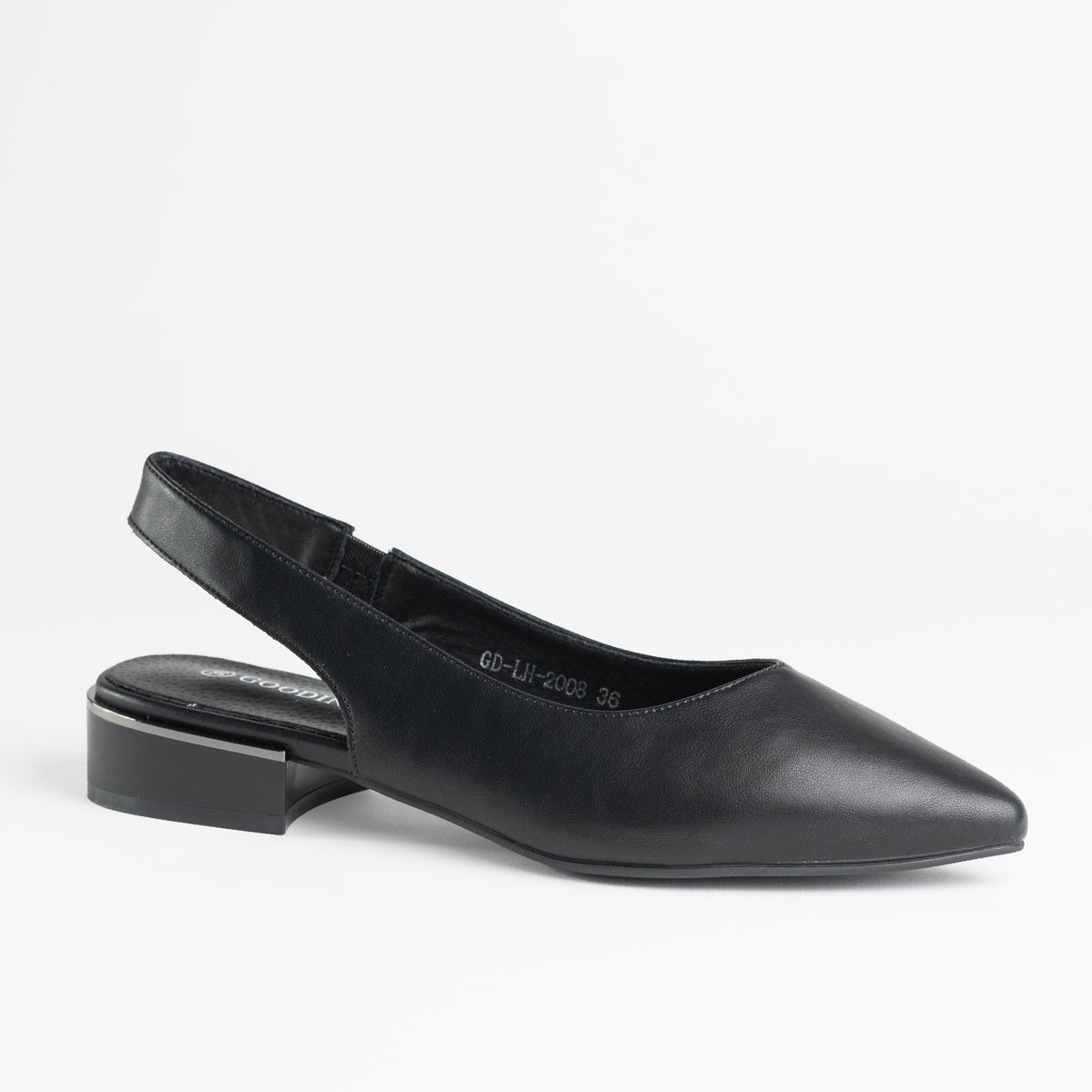 Czółenka klocek skóra GOODIN GD-LH-2008 klasyk szpic eleganckie czarne 37