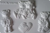 Akcesoria rzeźbiarskie - Forma do odlewów gipsu, zakochane misie, 4 elementy - miniaturka - grafika 1