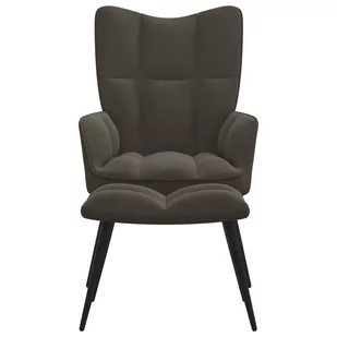 vidaXL Fotel z podnóżkiem ciemnoszary obity aksamitem 328085 - Fotele - miniaturka - grafika 1
