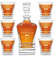 Karafki - Karafka geometric z 6 szklankami i grawerem dla gentlemana na urodziny - miniaturka - grafika 1