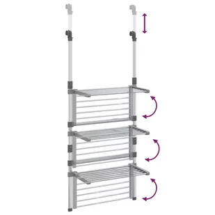 Lumarko Wisząca suszarka na pranie, 3-poziomowa, aluminium - Suszarki na ubrania - miniaturka - grafika 7