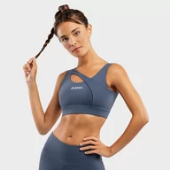 Bielizna sportowa damska - Stanik wysokie wsparcie Fitness SIROKO Cross Blue Denim Blue Kobieta - miniaturka - grafika 1