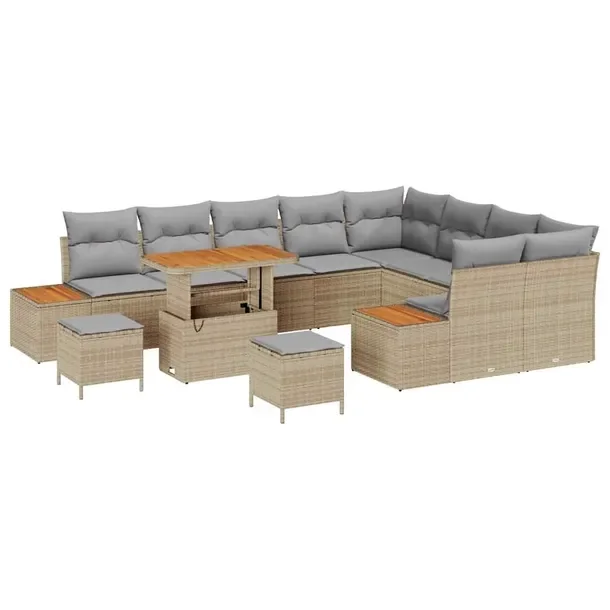 Zestaw Sof Ogrodowych z Beżowego Rattanu, 5 Elementów, 40-60 cm
