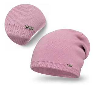 Czapka Zimowa Damskie Smerfetka Przedłużana Uniwersalna Brudny Róż PaMaMi - Czapki damskie - miniaturka - grafika 1