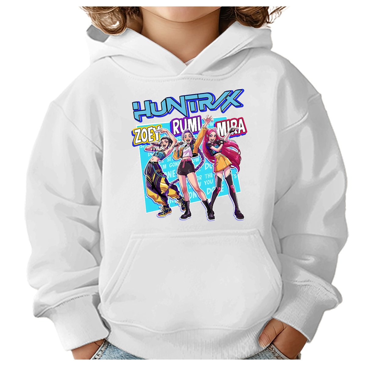 BLUZA DZIECIĘCA K-POPOWE ŁOWCZYNIE DEMONÓW HUNTRIX 146-152 Z KAPTUREM