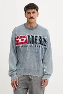 Bluzy męskie - Diesel bluza bawełniana K-FRONZI męska kolor niebieski z aplikacją A18915.0KICC - miniaturka - grafika 1