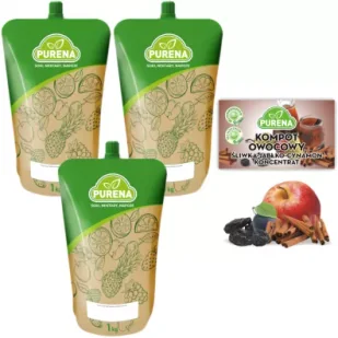 Purena Koncentrat kompotu owocowego śliwka-jabłko-cynamon na 6l Zestaw 3 x 1 kg - Syropy i koncentraty owocowe - miniaturka - grafika 1