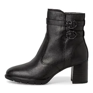 Botki damskie - Tamaris Comfort Damskie buty 8-85316-41, skórzane, Comfort Fit, wymienna wkładka, modne buty na obcasie z dekoracją, buty na co dzień, botki, czarny, 38 EU Weit - miniaturka - grafika 1