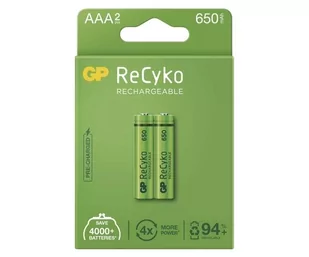 GP Batteries 2 x akumulatorki AAA R03 ReCyko 650 Series Ni-MH 650mAh 65AAAHCE-5EB2 - Ładowarki i akumulatory - miniaturka - grafika 1