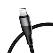 Kable USB - USAMS MJEMS Kabel pleciony M2 MFI USB-C -Lightning PD 18W Fast Charging 1.2 m czarny/black SJ330USB02 (US-SJ330) - miniaturka - grafika 1