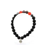 Bransoletki - Kamienie i minerały. Bransoletka Rubinowe Koraliki z Mogok, Birma, Birma + Czerwony Chalcedon + Wyprodukowano we Francji. - miniaturka - grafika 1