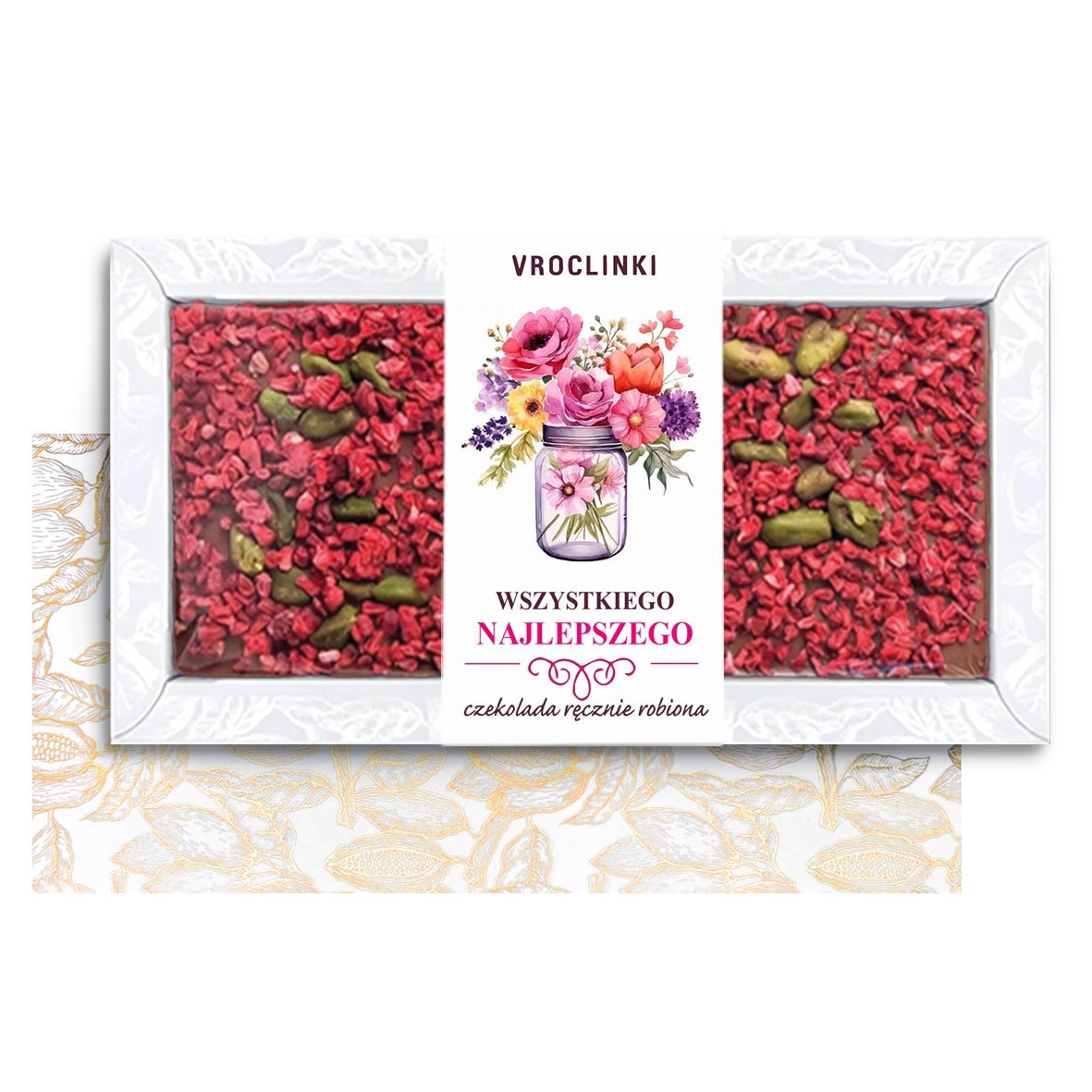Czekolada Mleczna z Malinami i Pistacjami na Imieniny (80g)