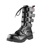 Botki męskie - glany NEVERMIND - CZARNE (14 dziurek + 5 klamer) polerowane-37 - miniaturka - grafika 1