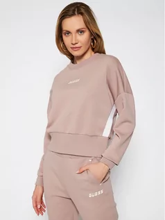 Bluzy damskie - Guess Bluza Logo Tape O0BA25 KA3P1 Brązowy Comfort Fit - grafika 1