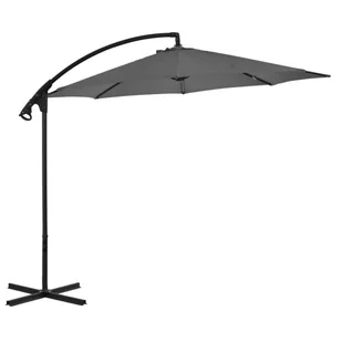 vidaXL Parasol wiszący ze stalowym słupkiem, 300 cm, antracytowy - Parasole ogrodowe - miniaturka - grafika 9