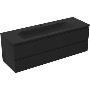 Mexen Orio szafka łazienkowa 140 cm z umywalką Vela, 2 szuflady, czarna mat - 91A10-14047-2-BFF71-W23M71 - Szafki łazienkowe - miniaturka - grafika 1