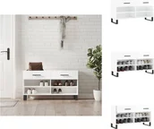Szafki na buty - vidaXL Ławka na buty biały wysoki połysk 102x35x55 cm materiał drewnopochodny - Stojaki i szafki na buty - miniaturka - grafika 1