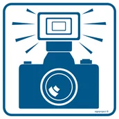 Systemy ekspozycyjne i znaki informacyjne - RA083 TU MOŻNA UŻYWAĆ LAMP BŁYSKOWYCH, PN - PŁYTA PCV 1MM; (200X200MM) - miniaturka - grafika 1