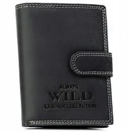 Portfele - Skórzany portfel męski na zatrzask od Always Wild - miniaturka - grafika 1