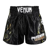 Spodnie sportowe męskie - Venum Spodenki Muay Thai Shorts VTC FLAMES Black/Gold - miniaturka - grafika 1