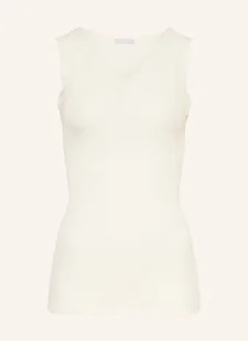 Hanro Top Woolen Lace Z Wełny Merino Z Koronką weiss - Koszulki i topy damskie - miniaturka - grafika 1