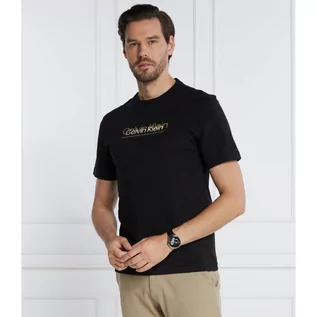 Koszulki męskie - Calvin Klein T-shirt DOUBLE FLOCK LOGO | Regular Fit - grafika 1
