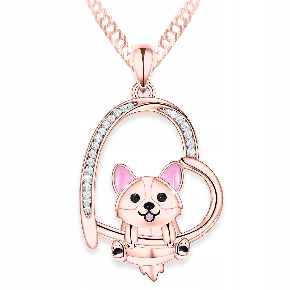 Naszyjnik Pozłacany Serce z Psem Lapa Psa Serduszko Pies Piesek SREBRO 925