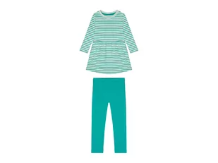 LUPILU LUPILU Komplet dziewczęcy z bawełną (tunika + legginsy), 2 elementy (98/104, W paski/ zielony) - Sukienki i spódniczki dla dziewczynek - miniaturka - grafika 1