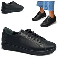 Półbuty damskie - Półbuty Damskie Skórzane Sportowe Sneakersy Czarne Jesień Loretta Vitale 39 - miniaturka - grafika 1